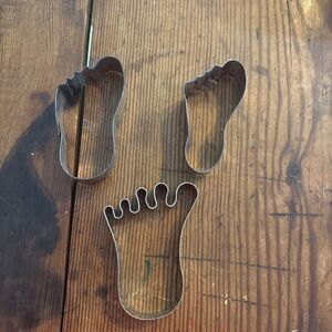 VINTAGE Tin Cookie Cutters Child Foot Print Baby Shower